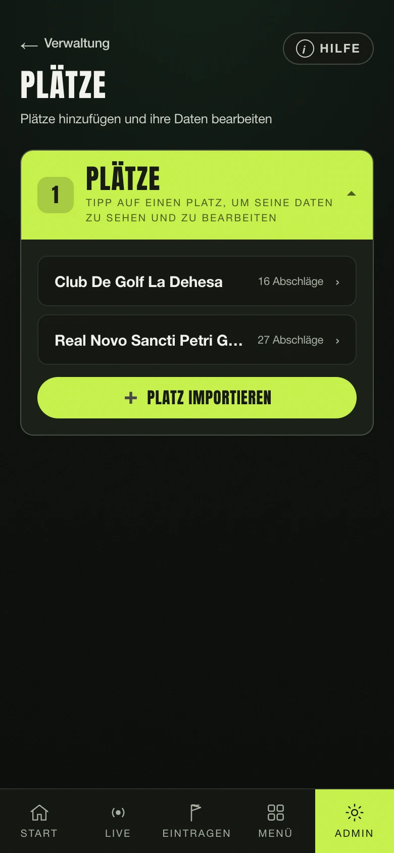 Die Plätze des Pools