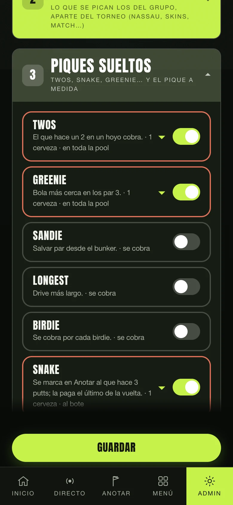 Los piques de la pool, configurados