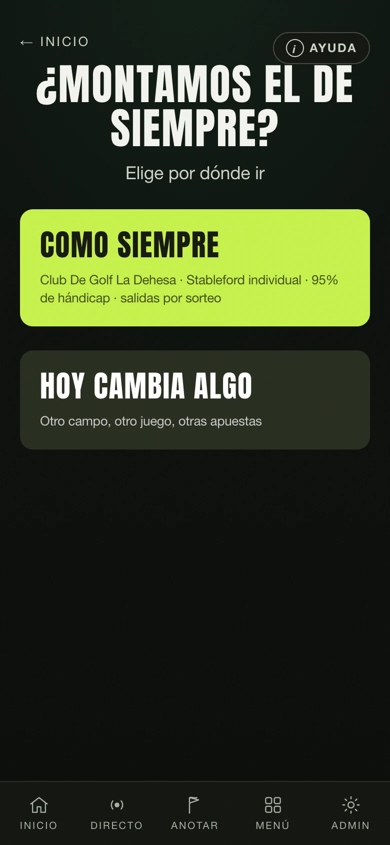 Montar el torneo de siempre en un toque