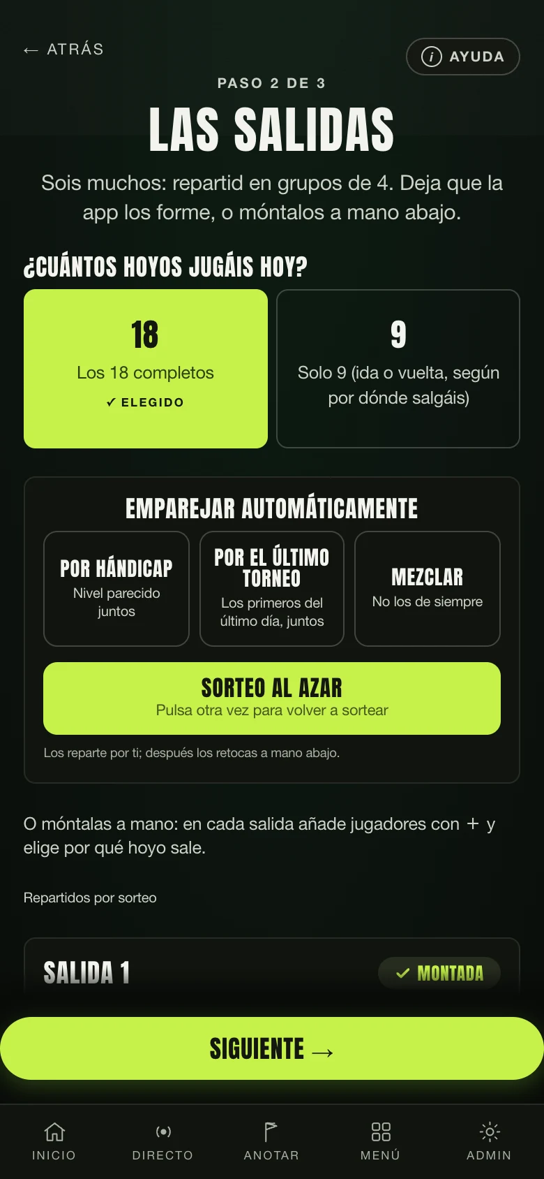 Las salidas repartidas solas, con el método a la vista