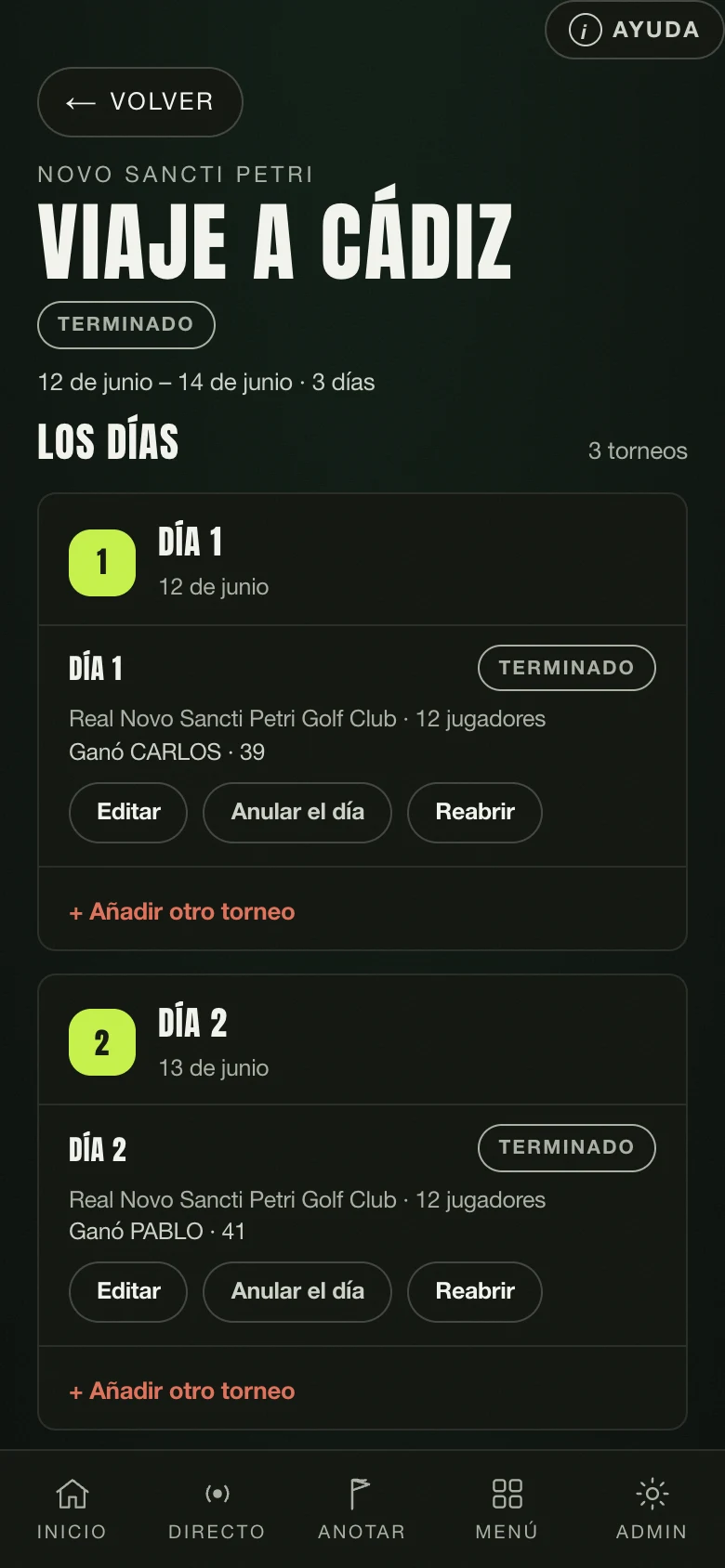 Un viaje de varios días en Nintee, con sus días y su clasificación